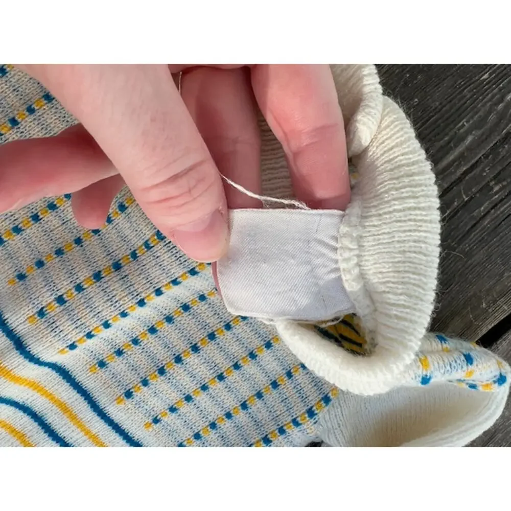 kids pajamas sweater knit footie vintage white blue yellow